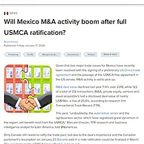 Will Mexico M&A activity boom after full USMCA ratification?